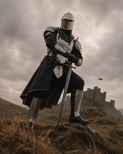 Traje de Armadura de Caballero Barbuta – Armadura Medieval de Acero Hecha a Mano con Casco, Cota de Piel y Hombreras |   Feria Renacentista - Product Image 4