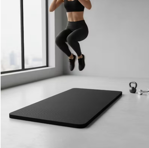 Thickened Yoga Mat 200cm x 61cm <b>Black</b> Ribbed Design for Home Workout Fitness Training Shock Resistant Cushioning - Product Image 2