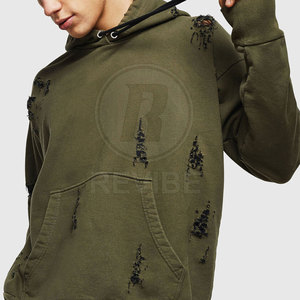 Sweat à capuche streetwear de haute qualité, effet usé, en polaire respirante et écologique, avec poche, 100 % coton, idéal pour l'hiver - Product Image 2