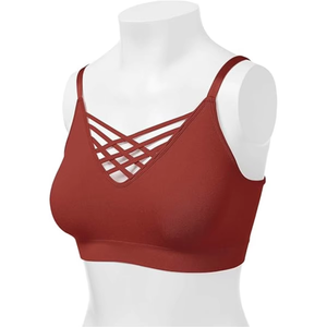Women Supportive Cross Back Sports Bra Padded Yoga Gym Fitness Workout Activewear <b>Top</b> Wholesale <b>Strappy</b> Training Bra Performance - Product Image 1