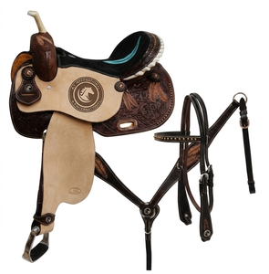 Silla de montar western de cuero premium para equitación profesional y trabajo en el rancho - Product Image 1