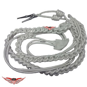 Aiguillette de parade tressée argentée, épaulettes et cordon d'épaule argentés - Product Image 5