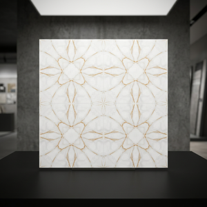 Vente en gros de carreaux de douche en porcelaine blanche 60x60 Carreaux de sol émaillés brillants de 9mm d'épaisseur 600x600 24x24 Designs Book Matched - Product Image 2