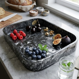 Plateau rond décoratif en résine polie, disponible en plusieurs couleurs, écologique, organisateur de cosmétiques pour fêtes, décoration intérieure, vanité, haute qualité - Product Image 1