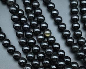 Cuentas redondas de obsidiana negra natural, cuentas sueltas de piedras preciosas lisas para pulsera, collar, fabricación de joyería DIY, venta al por mayor - Product Image 4
