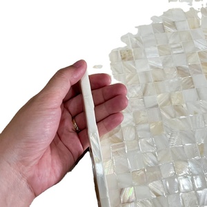 Plateau en nacre, plateau de service rectangulaire en mosaïque carrée, plateau de petit-déjeuner, plateau de table basse de style côtier, plateau décoratif, maison - Product Image 5