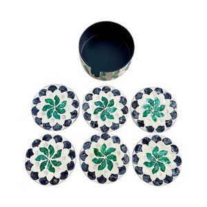 Elegant Shell Inlay <b>Drink</b> <b>Coasters</b> for Home Decor - Product Image 1