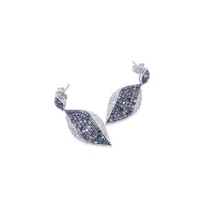 2.32 Cttw Round Cut White Multi Color Natural Diamond Drop Dangle <b>Earrings</b> for Women in 925 Sterling Silver, Push <b>Back</b>, Prong - Product Image 3