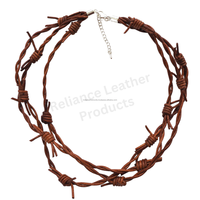 Cordon Bolo en Cuir Ancien Fait Main avec Fil Barbelé pour Breloques - Cuir de Vachette Rond 2mm Taille Personnalisée pour Bijoux Gothiques et Projets DIY