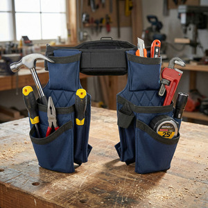 Cinturón de herramientas resistente para construcción, cinturón de herramientas para carpintero, cinturón de electricista, cinturón de herramientas multiusos con múltiples bolsillos. - Product Image 5
