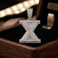 Pendentif lettre X en argent sterling 925 avec moissanite, breloque en forme de glaçon, cadeau de bijoux pour femmes