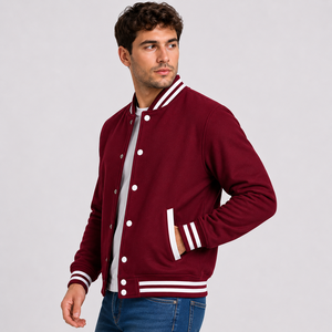 Chaqueta Universitaria de Béisbol Personalizada con Logotipo del Equipo y Número del Jugador, Chaqueta Letterman Premium con Parches de Chenilla y Mangas de Cuero - Product Image 3
