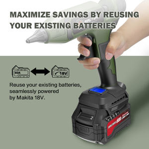 ปืนยิงกาวร้อนละลายไร้สาย18V พร้อมแท่งกาว7/16อเนกประสงค์และแหล่งพลังงานแบตเตอรี่ลิเธียมที่มีประสิทธิภาพอุณหภูมิปรับได้ - Product Image 4