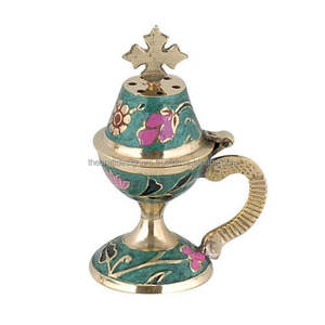 Brûleur d'encens décoratif de noël peint à la main fini en laiton pur occasions de mariage sentant le brûleur d'encens de jardin et l'encensoir - Product Image 6