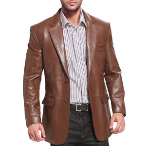 เสื้อเบลเซอร์หนังแท้คุณภาพสูงสำหรับผู้ชาย ราคาขายส่งจากโรงงาน OEM เสื้อเบลเซอร์หนังผู้ชายสำหรับขายออนไลน์ - Product Image 2