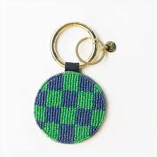 NOUSHAD ARTISANAT NH-804 Porte-clés rond perlé avec motif circulaire coloré en toile tissée, léger, style classique - Product Image 3