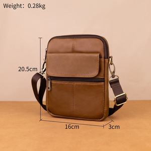 Vintage Leather Crossbody <b>Bags</b> Unisex Vertical Shoulder Casual <b>Small</b> <b>Messenger</b> Large Capacity Durable Zipper Soft Lightweight - Product Image 4