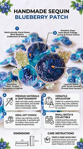 Aplique de Lentejuelas Azules de Lujo con Bordado de Bayas y Cuentas para Decoración de Prendas, Vestidos, Bolsos, Sombreros y Accesorios - Product Image 6
