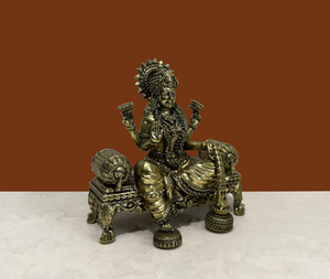 Statue de Lakshmi en laiton Nirmala Handicrafts, design traditionnel, moulage à la cire, pour la décoration de table de temple domestique - Product Image 3