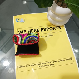 Brazalete Ancho Hecho a Mano con Cuentas de Aleación y Diseño de Rayas Arcoíris, Estilo Étnico Africano Tribal, Regalo - Product Image 4