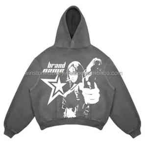 Sudaderas con Capucha Unisex 100% Algodón para Invierno, Estilo Sólido con Estampado Digital y Bordado, Ecológicas, Transpirables, con Cuello Corto para Hombre - Product Image 2