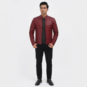 Exotic Breathable Autumn Varsity Travel Jacket Made with Pure Leather Minimalist Sharp Look Zip-Up for <b>Men</b> - Product Image 1