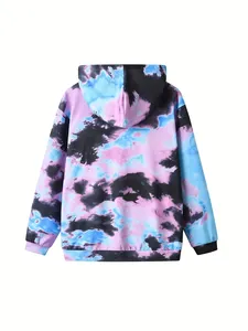 <b>Tie</b> Dye Hooded Sweatshirt <b>Men</b> Regular Fit Casual Knitted Blue <b>Pink</b> Black Pattern Autumn Wear - Product Image 3