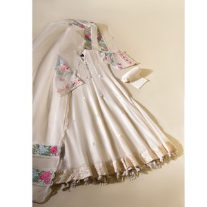 AJM TRADE HOUSE modèle 1155 Designer ethnique Sarree costume pakistanais indien droit Salwar Kameez robe faite de pelouse et de soie - Product Image 1