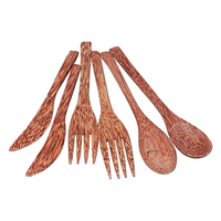 Ensemble de 3 cuillères en bois de coco écologiques vietnamiennes, courtes, minimalistes, polies, véganes, sans danger pour les aliments, ustensiles pour café et thé à usage domestique