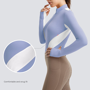 Camisetas de equitación para mujer al por mayor, diseño personalizado, transpirables con paneles de malla, tops deportivos para montar a caballo - Product Image 4