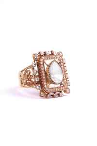 Anillo llamativo Polki de plata de ley 925 chapado en oro de alta demanda con diseño de joyería nupcial victoriana hecha a mano para mujer - Product Image 2