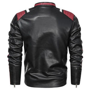 PREMIUM <b>MEN'S</b> BLACK PU <b>LEATHER</b> <b>JACKET</b> ZIP UP MOTORCYCLE OUTERWEAR WITH CONTRAST STRIPES CHEST ZIP POCKETS AND SIDE POCKETS - Product Image 5