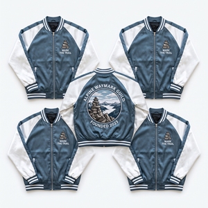 Fournisseur en gros Veste universitaire en satin Vert sauge Crème Hurdle Weaver Broderie Willow Boutons-pression Veste bomber de baseball - Product Image 3
