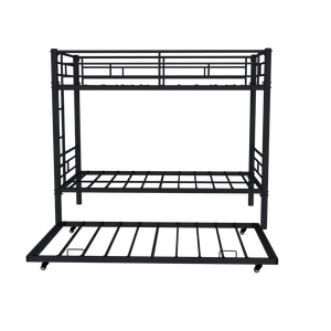 Letto a Castello in Metallo Robusto e Resistente, Doppio su Doppio, con Riduzione del Rumore e Ringhiera di Sicurezza, Senza Necessità di Rete a Doghe, Nero, per Bambini - Product Image 6