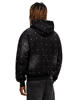 Sweat à capuche en strass pour homme, motif logo personnalisé, style streetwear squelette, pull tricoté 100 % coton