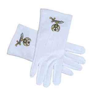 ถุงมือผ้าฝ้ายสำหรับสมาคมเมสันขายส่ง พร้อมลายปักสี่เหลี่ยมและเข็มทิศสีแดงเลือดหมู |   ขบวนพาเหรดของสมาคมเมสัน - Product Image 3