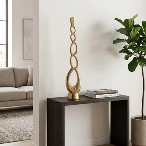 Contemporary Gold Plated Abstract Sculpture Artistic Tabletop <b>Decor</b> for Living Room Irregular Shape Handmade Design - Product Image 1
