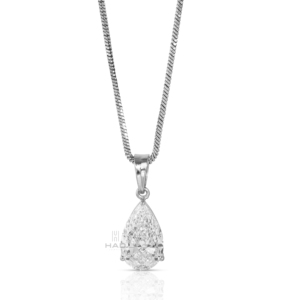 Collar con colgante de diamante cultivado en laboratorio, oro blanco, solitario, forma de lágrima, elegante, joyería fina, regalo para mujer, lujo y brillo. - Product Image 3