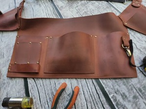 <b>Leather</b> Roll Up <b>Tool</b> Bag With Multiple Pockets For Screwdrivers And Wrenches - Product Image 6