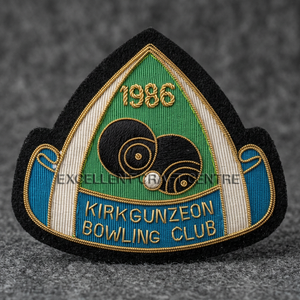 Kirkgunzeon <b>Bowling</b> Club 1986 Embroidered Sew-On Patch Irregular Shape Fabric Badge For Garment - Product Image 3