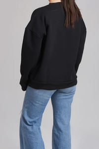 Oversized Crewneck sweatshirts Plain <b>Drop</b> Shoulder Women's Pullover Sweatshirt Casual Short Autumn Oversized women Sweatshirts - Product Image 2