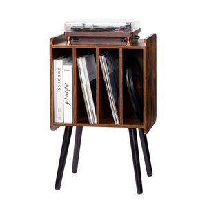 Tavolo Console in Legno a 2 Ripiani con 4 Armadietti, Contiene 100 Album per Conservazione Dischi in Vinile - Product Image 1