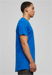 เสื้อยืดคอกลมชายทรงยาวสีน้ำเงินรอยัล แบรนด์ Custom Men รุ่น Streetwear ผ้าฝ้ายเนื้อดี ทรงเข้ารูป สไตล์ฮิปฮอป เสื้อยืดเรียบง่ายสำหรับผู้ชาย - Product Image 4