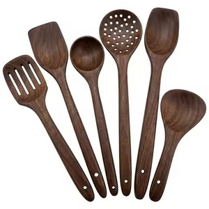 Top Rated 6Pcs Bamboo Kitchen Cooking Tool <b>Set</b> Metal Hanging Ring <b>Spatula</b> Pasta Fork Wooden Utensils for Home Chef - Product Image 5