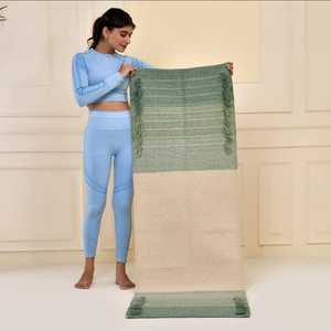 Tapete de Yoga Krafters 2X6 de 6mm, Azul, de Algodón, Tejido a Mano, Antideslizante, Resistente al Sudor, Ecológico, Lavable a Máquina, Plegable, para Meditación y Gimnasio - Product Image 5