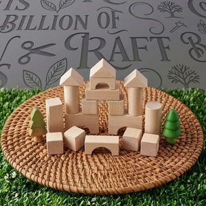 Ensemble de blocs de construction en bois naturel 100 pièces beige, jouet éducatif pour la construction, pour la motricité fine des enfants d'âge préscolaire - Product Image 5