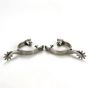 เดือยขี่ม้าแบบตะวันตกสำหรับมืออาชีพ พร้อมลวดลายดอกไม้เคลือบเงิน - Product Image 3