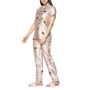 Conjunto de pijamas de seda 100% de alta calidad para mujer, vestido de noche de satén de secado rápido para verano, otoño y primavera; Suministro ODM - Product Image 5