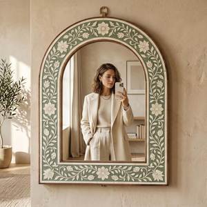 Bone Inlay <b>Mirror</b> Frame Stylish Hand Crafted Bone & Mother of Pearl Inlay <b>Mirror</b> Frame for Home Hotel Restaurant Decoration - Product Image 6
