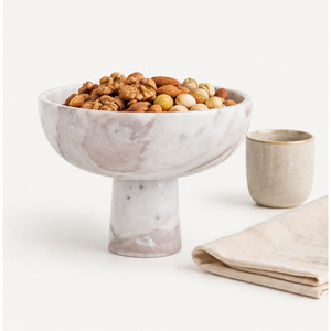 Cuenco de Mármol Natural Clásico con Pedestal, Cuenco para Frutas Hecho a Mano y Centro de Mesa Decorativo para Sala de Estar Moderna - Product Image 4